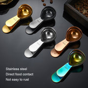 15ml 304 Stainless Steel Thickened Coffee Spoon With Scale Measuring Bean Spoon, Color: Colorful