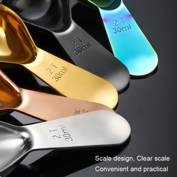 15ml 304 Stainless Steel Thickened Coffee Spoon With Scale Measuring Bean Spoon, Color: Rose Gold