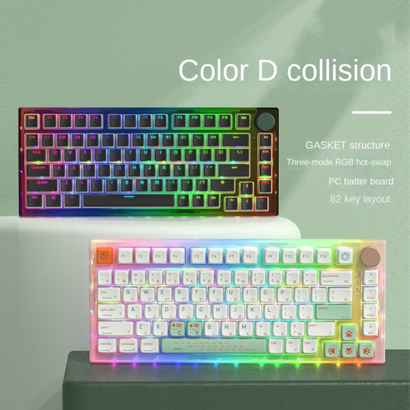 82 Keys Bluetooth Wireless 3-mode RGB Hot-plug Customized Mechanical Keyboard Kit + Keycap(White)