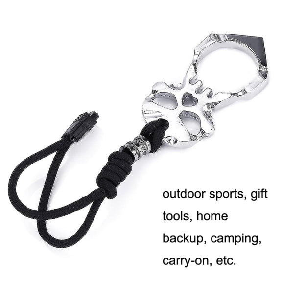 Rose Thorn Single Finger Buckle Self-defense Broken Window Keychain(Silver)
