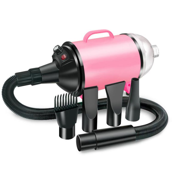 2100W Dog Dryer Stepless Speed Pet Hair Blaster With Vacuum Cleaner 110V US Plug(Black Pink)