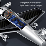 Solar Car Airplane Ornament Solid Aroma Diffuser Car Rotating Decoration Items(Silver)