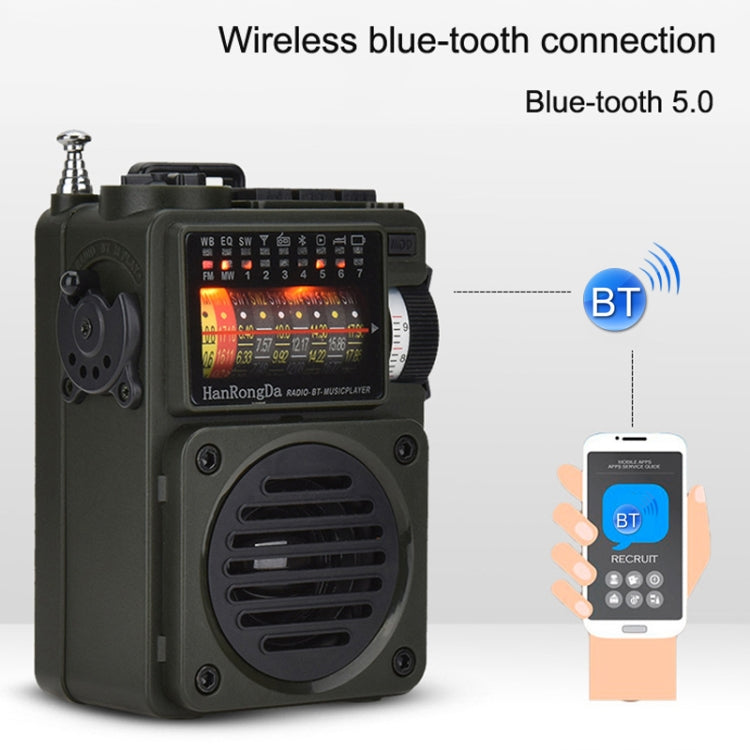 HanRongda HRD-700 Full Band Bluetooth MP3 Play Radio Station Memory Mechanical Tuning Radio(Green) - free shipping - PMC Jewellery - Order now!