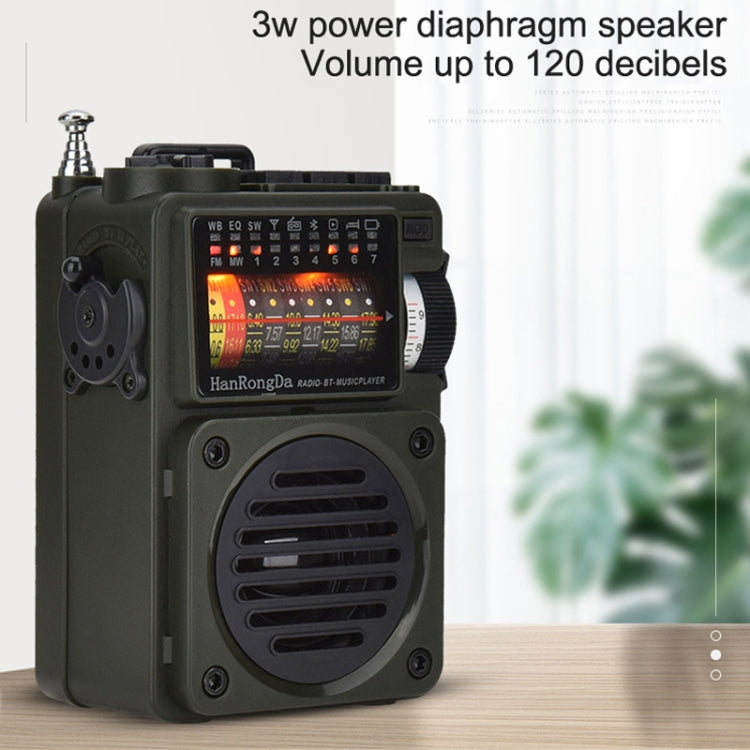 HanRongda HRD-700 Full Band Bluetooth MP3 Play Radio Station Memory Mechanical Tuning Radio(Green) - free shipping - PMC Jewellery - Order now!
