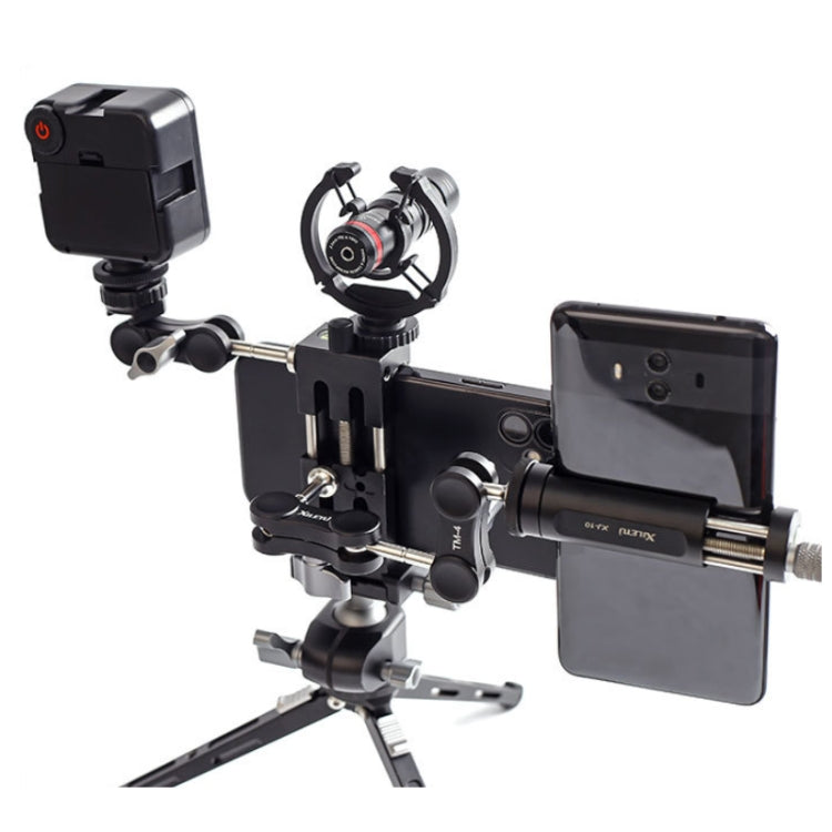 XILETU XJ-8 Aluminum Alloy Camera Head Tripod Mobile Phone Clip(Titanium) - Other Accessories by XILETU | Online Shopping South Africa | PMC Jewellery | Buy Now Pay Later Mobicred
