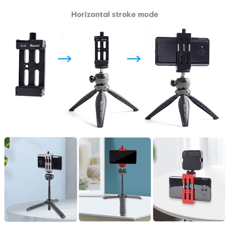 XILETU XJ-8 Aluminum Alloy Camera Head Tripod Mobile Phone Clip(Black) - Other Accessories by XILETU | Online Shopping South Africa | PMC Jewellery | Buy Now Pay Later Mobicred