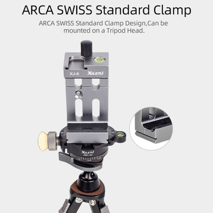 XILETU XJ-8 Aluminum Alloy Camera Head Tripod Mobile Phone Clip(Black) - Other Accessories by XILETU | Online Shopping South Africa | PMC Jewellery | Buy Now Pay Later Mobicred