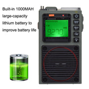 HanRongda HRD-787 High Performance Full Band Portable Bluetooth Card SOS Warning LED Lighting Radio(Green)