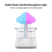 CH06 300ml Rain Humidifier Mushroom Cloud Colorful Night Lamp Aromatherapy Machine, Style: With Remote Controller(White)