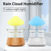 CH06 300ml Rain Humidifier Mushroom Cloud Colorful Night Lamp Aromatherapy Machine, Style: Without Remote Controller(Light Wood Grain)