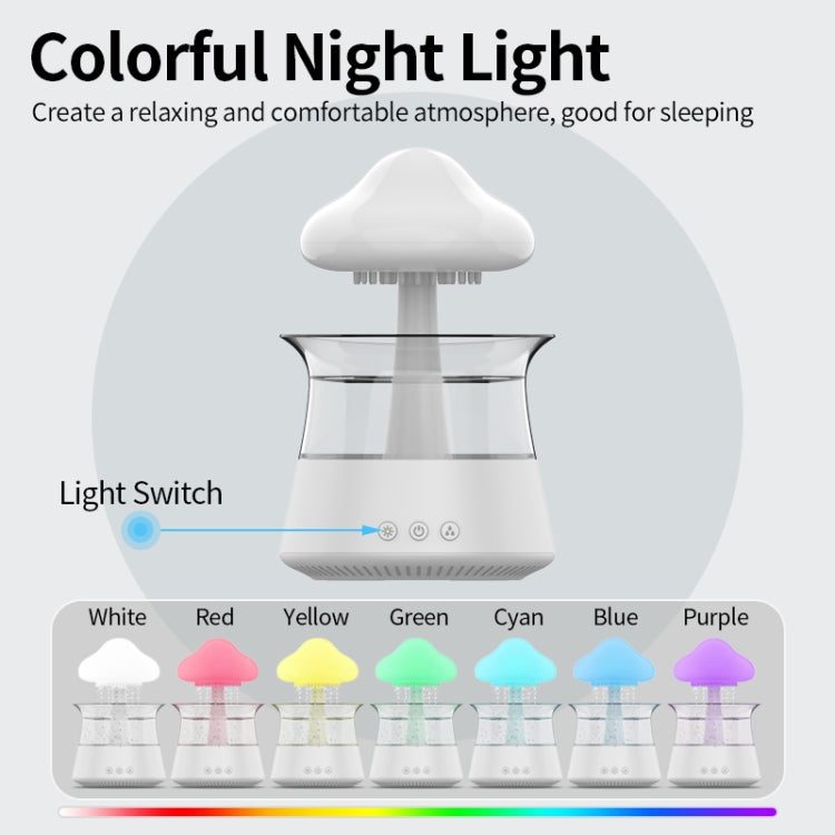 CH06 300ml Rain Humidifier Mushroom Cloud Colorful Night Lamp Aromatherapy Machine, Style: Without Remote Controller(Light Wood Grain)