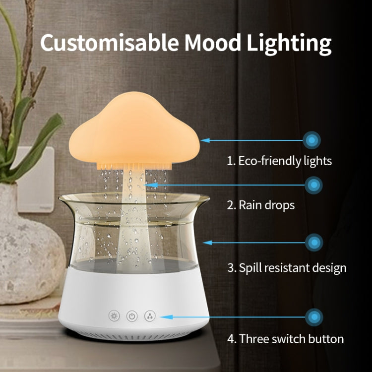 CH06 300ml Rain Humidifier Mushroom Cloud Colorful Night Lamp Aromatherapy Machine, Style: With Remote Controller(Light Wood Grain)