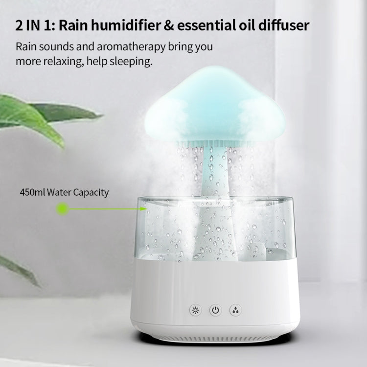 CH08 450ml Rain Humidifier Mushroom Cloud Colorful Night Lamp Aromatherapy Machine, Style: Without Remote Controller(Light Wood Grain) - free shipping - PMC TechLife - Order now!