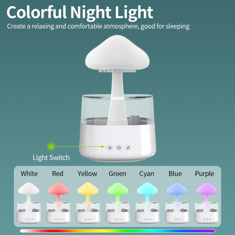 CH08 450ml Rain Humidifier Mushroom Cloud Colorful Night Lamp Aromatherapy Machine, Style: Without Remote Controller(Light Wood Grain) - free shipping - PMC TechLife - Order now!