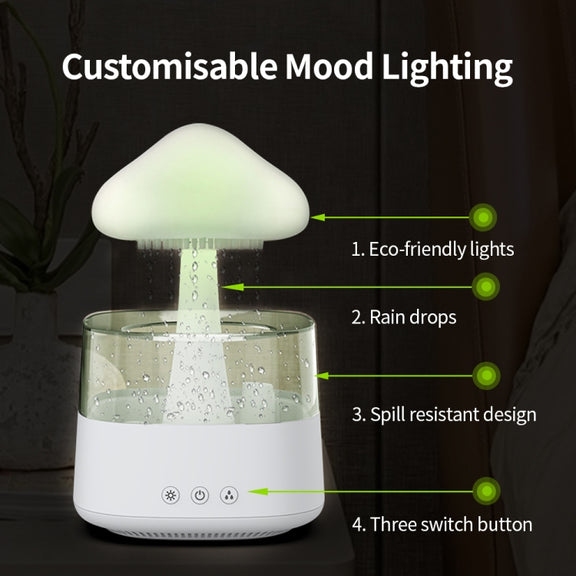 CH08 450ml Rain Humidifier Mushroom Cloud Colorful Night Lamp Aromatherapy Machine, Style: Without Remote Controller(Light Wood Grain)
