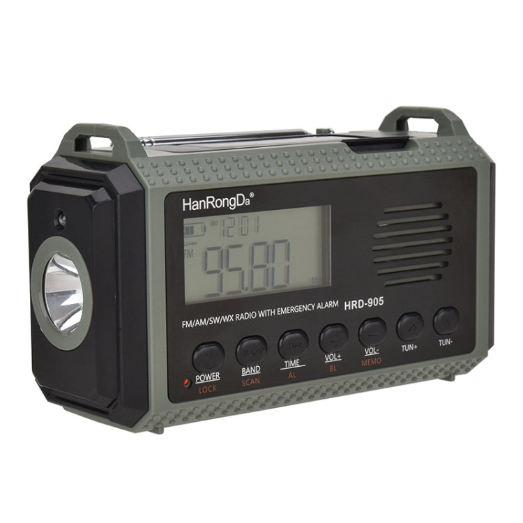 HanRongda HRD-905 Solar Charging LED Lighting Generation Disaster Prevention Emergency Full Band Radio(Army Green)