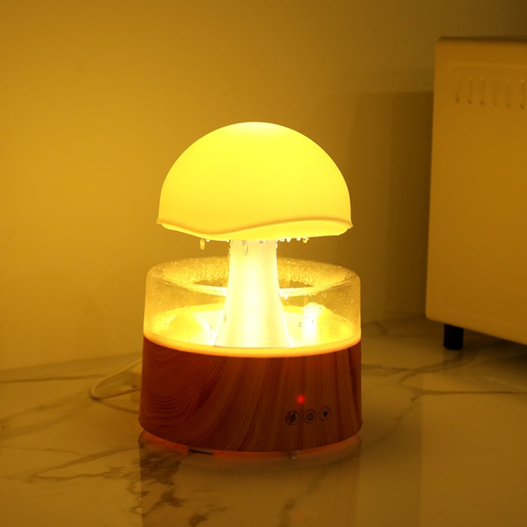 500ml Rain Humidifier Mushroom Cloud Colorful Night Lamp Aromatherapy Machine With Remote Control, Style: USB Direct Plug(Wood Grain) - free shipping - PMC TechLife - Order now!