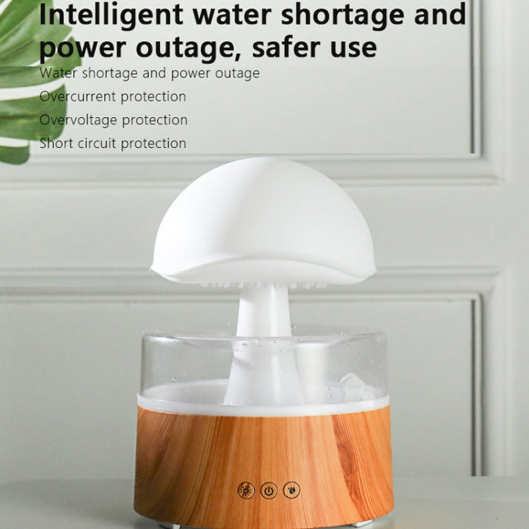 500ml Rain Humidifier Mushroom Cloud Colorful Night Lamp Aromatherapy Machine With Remote Control, Style: USB Direct Plug(Wood Grain) - free shipping - PMC TechLife - Order now!