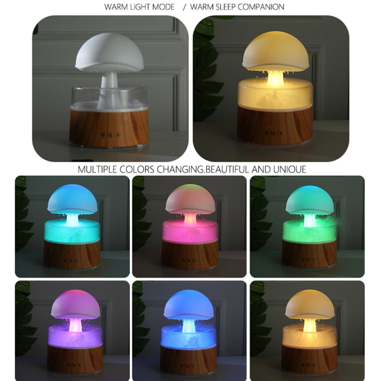 500ml Rain Humidifier Mushroom Cloud Colorful Night Lamp Aromatherapy Machine With Remote Control, Style: USB Direct Plug(Wood Grain) - free shipping - PMC TechLife - Order now!