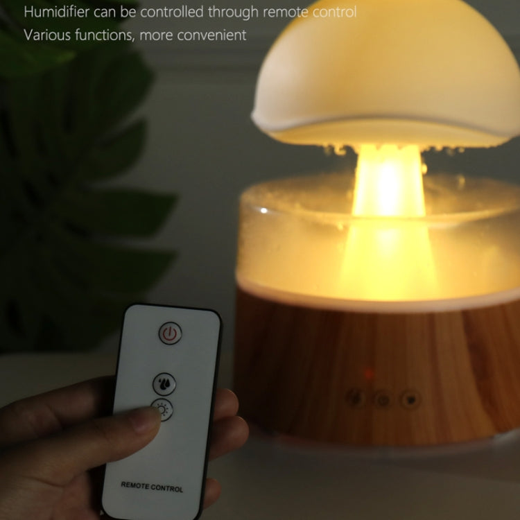 500ml Rain Humidifier Mushroom Cloud Colorful Night Lamp Aromatherapy Machine With Remote Control, Style: USB Direct Plug(Wood Grain) - free shipping - PMC TechLife - Order now!