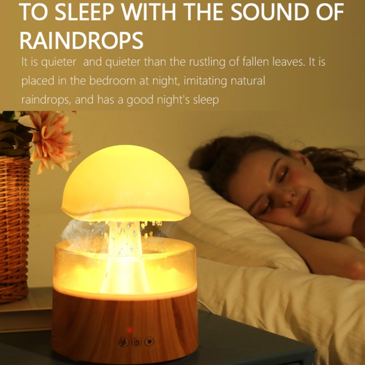 500ml Rain Humidifier Mushroom Cloud Colorful Night Lamp Aromatherapy Machine With Remote Control, Style: USB Direct Plug(Wood Grain) - free shipping - PMC TechLife - Order now!