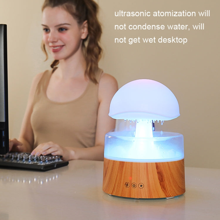 500ml Rain Humidifier Mushroom Cloud Colorful Night Lamp Aromatherapy Machine With Remote Control, Style: USB Direct Plug(Wood Grain) - free shipping - PMC TechLife - Order now!