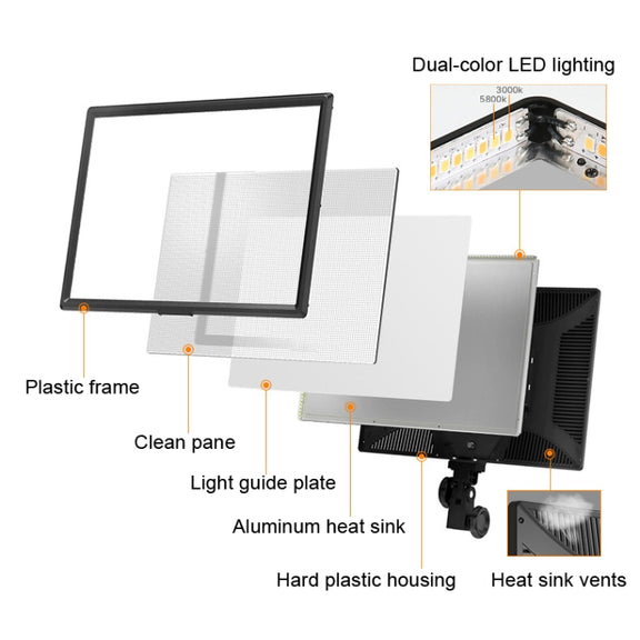 Pixel P50 Dual Color Temperature Flat Panel Fill Light 45W Soft Outdoor Shooting Fill Light For Straight Photography(Lamp+US Plug Adapter)