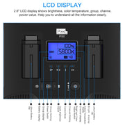 Pixel P50 Dual Color Temperature Flat Panel Fill Light 45W Soft Outdoor Shooting Fill Light For Straight Photography(Lamp+EU Plug Adapter)