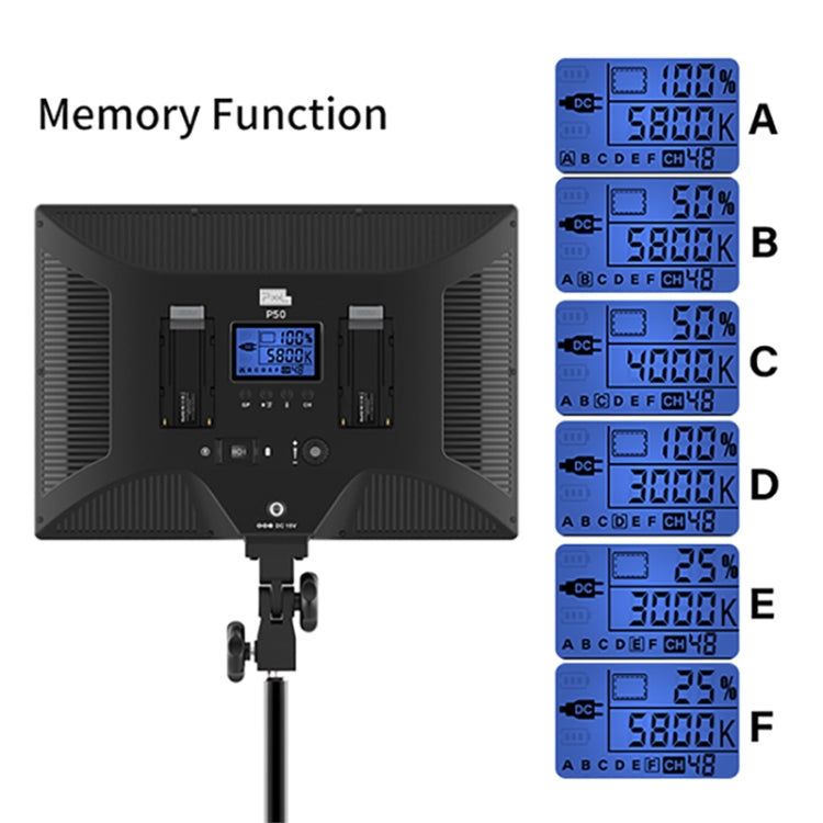 Pixel P50 Dual Color Temperature Flat Panel Fill Light 45W Soft Outdoor Shooting Fill Light For Straight Photography(Lamp+US Plug Adapter)