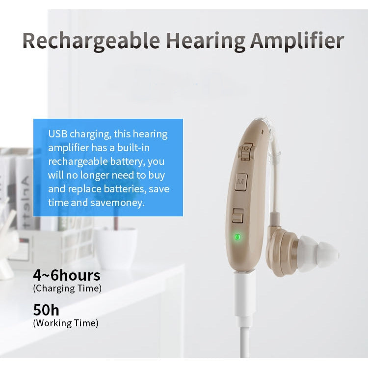 USB Charging Earhook Noise Reduction Hearing Aid Sound Amplifier(Blue) - Hearing Aids by PMC TechLife | Online Shopping South Africa | PMC TechLife