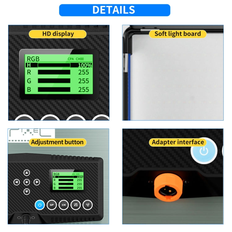 Pixel P80 60W 2600-10000K 542 LEDs Photography Fill Light Support Mobile APP Remote Control,UK Plug