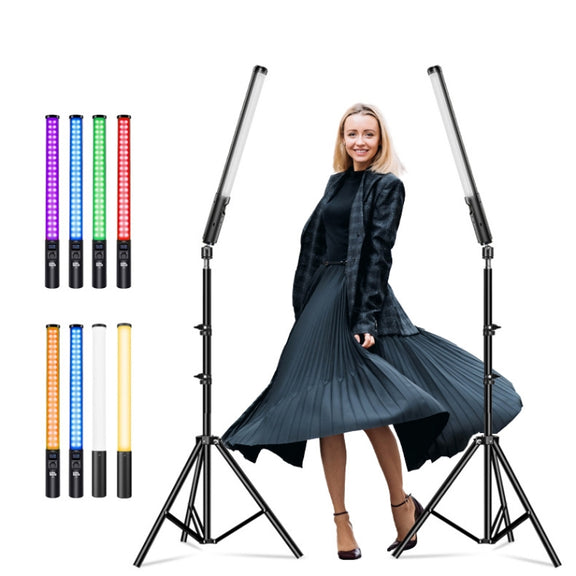 Pixel S24 RGB Fill Light Rod Handheld Portable Color Icelet Outdoor Videos Live Broadcast Studio Camera Stick Lamp(Standard Set+US Plug Adapter)