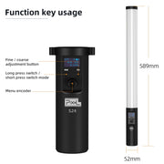 Pixel S24 RGB Fill Light Rod Handheld Portable Color Icelet Outdoor Videos Live Broadcast Studio Camera Stick Lamp(Standard Set+US Plug Adapter)