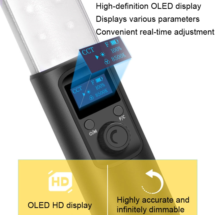 Pixel S24 RGB Fill Light Rod Handheld Portable Color Icelet Outdoor Videos Live Broadcast Studio Camera Stick Lamp(Standard Set+US Plug Adapter)