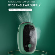 Leafless Hanging Neck Fan Mini Handheld Fan USB Rechargeable Fan Without Negative Ions Green