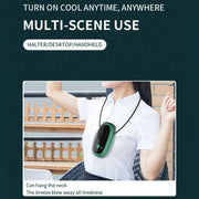 Leafless Hanging Neck Fan Mini Handheld Fan USB Rechargeable Fan Without Negative Ions Green