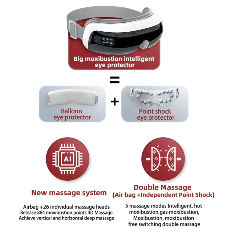 E5 Plus 26 Points Intelligent Eye Massager Adjustable Airbag Hot Compress Eye Protection Device(Black) - free shipping - PMC TechLife - Order now!