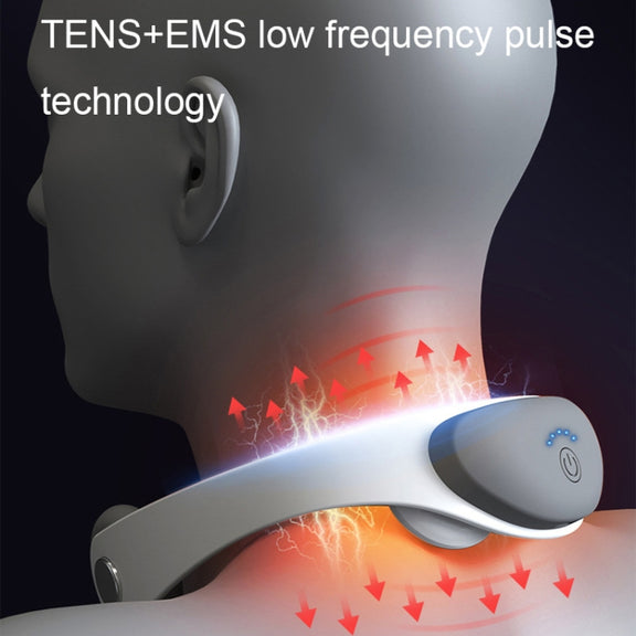 Cervical Spine Massager TENS Microcurrent Pulse Hanging Neck Massage Device(White)
