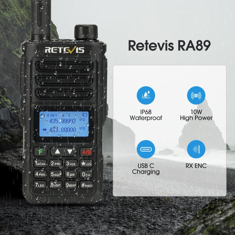RETEVIS RA89 UV Dual-segment IP68 Water-resistant Dual-guard Dual-standby Walkie Talkie(EU Frequency 144-146/430-440MHz)