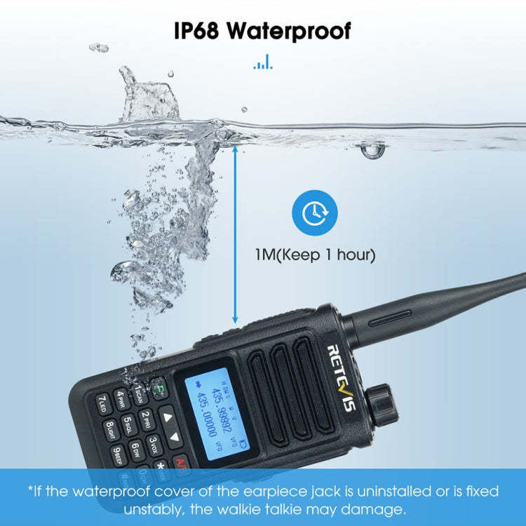 RETEVIS RA89 UV Dual-segment IP68 Water-resistant Dual-guard Dual-standby Walkie Talkie(US Frequency 144-148/420-450MHz)