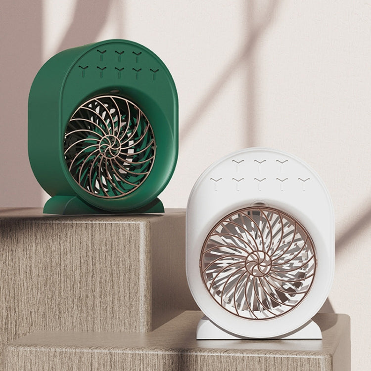 USB Spray Humidification Air Conditioning Fan Small Portable Desktop Air Cooler, Style: Plug-in (Green)