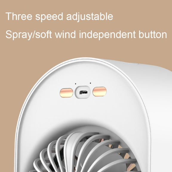 USB Spray Humidification Air Conditioning Fan Small Portable Desktop Air Cooler, Style: Charging (Green)