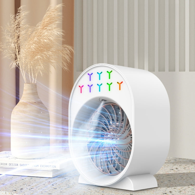 USB Spray Humidification Air Conditioning Fan Small Portable Desktop Air Cooler, Style: Plug-in (White)