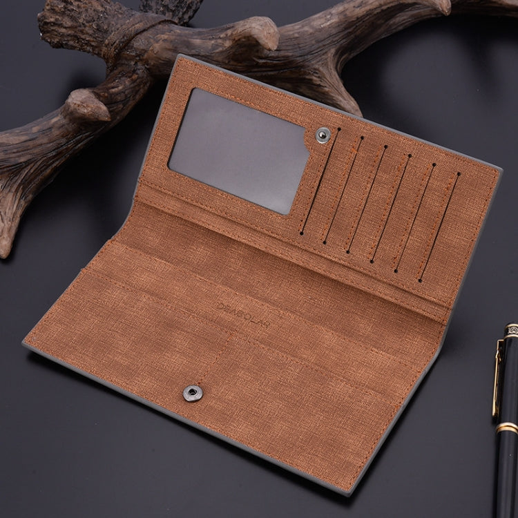 DEABOLAR Large Capacity Men Long Wallet Ultra-thin Paneled Soft Wallet(Light Gray) - Wallets by DEABOLAR | Online Shopping South Africa | PMC TechLife