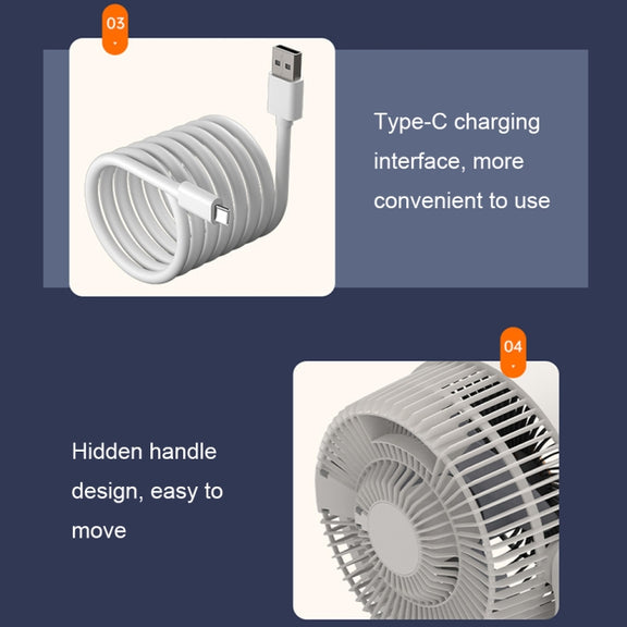 Desktop Air Circulation Upright Night Light Fan Household Rotatable Turbo Fan, Style: Charging Model