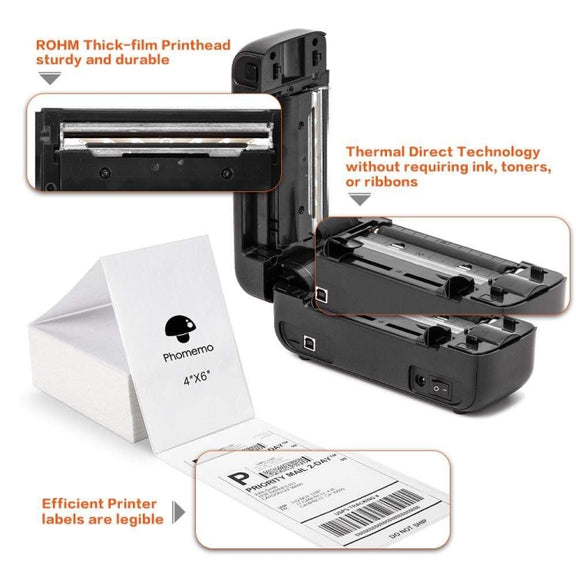 Phomemo PM246S Address Label Printer Thermal Paper Express E-Manifest Printer, Size: US(White)