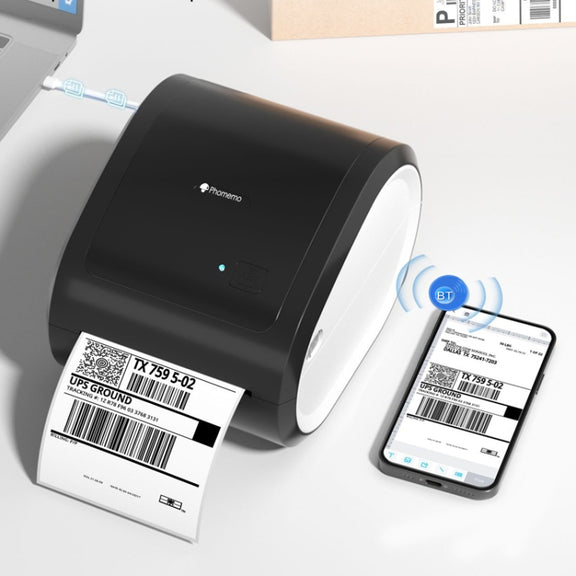Phomemo D520-BT Bluetooth Thermal Shipping Label Printer Wireless Desktop Printer For Barcode Address Labels, Size: EU(Purple White)