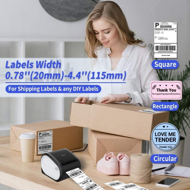 Phomemo D520-BT Bluetooth Thermal Shipping Label Printer Wireless Desktop Printer For Barcode Address Labels, Size: EU(Purple White) - free shipping - PMC TechLife - Order now!
