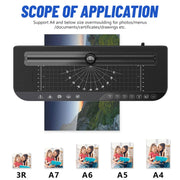 FN338 A4/A5/A6 Photo Laminator With 4 Levels Of Thickness Optional Preheating Alarm(EU Plug)