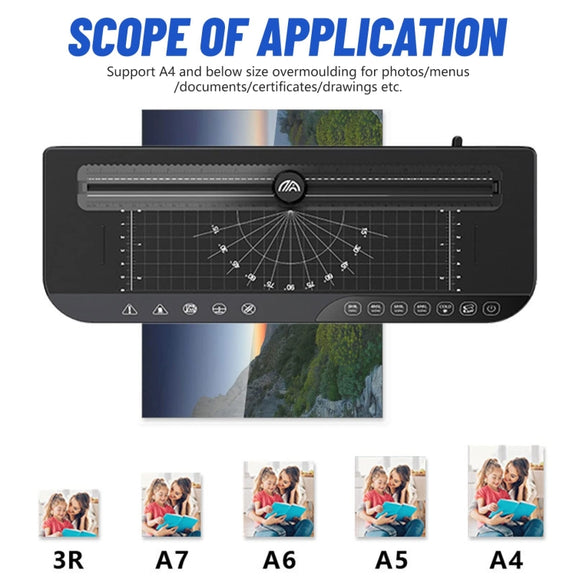 FN338 A4/A5/A6 Photo Laminator With 4 Levels Of Thickness Optional Preheating Alarm(US Plug)